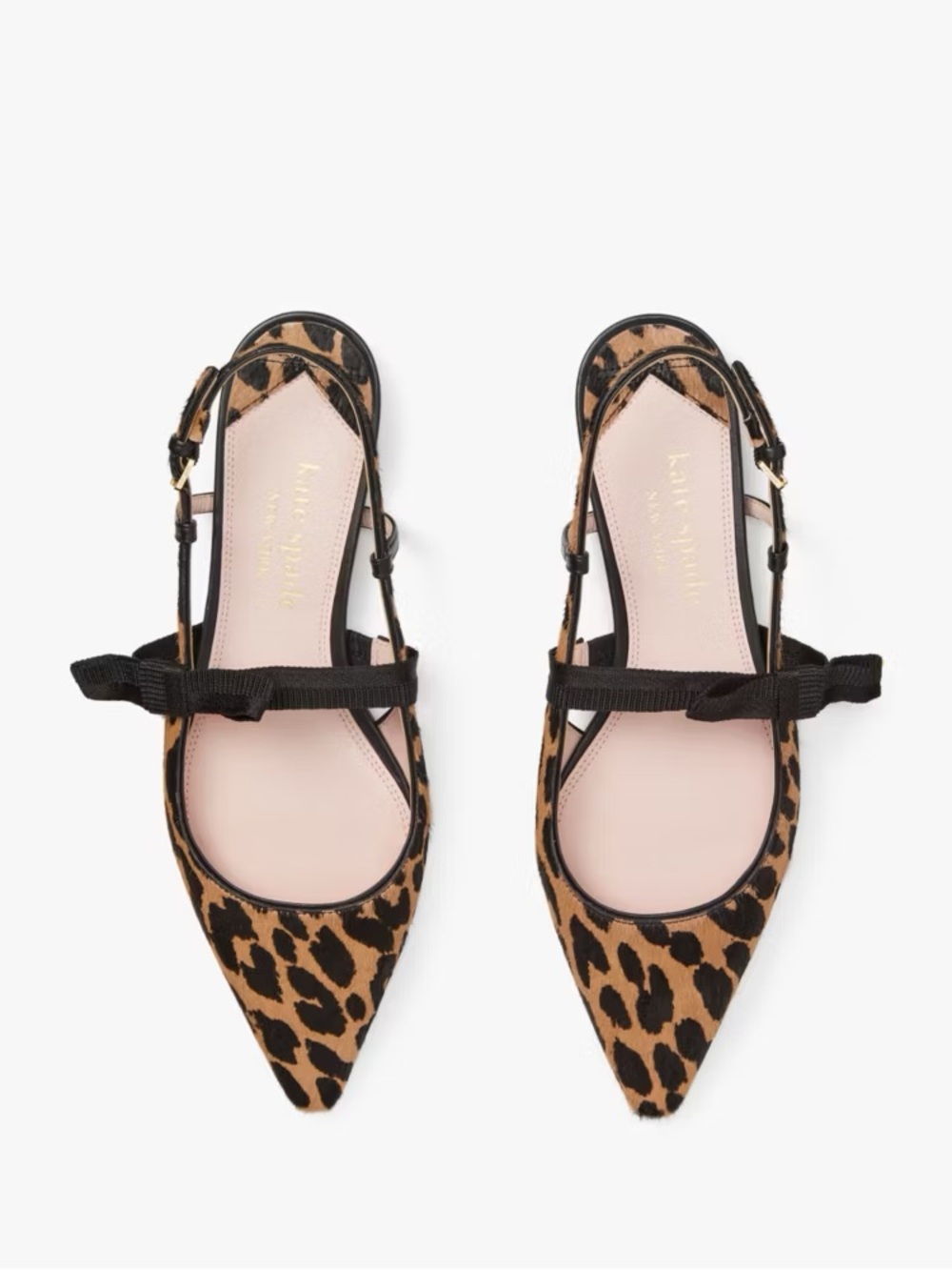 kate spade Leopard Pointed-Toe Slingback Flats - Brown/Black